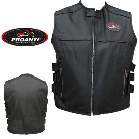 PROANTI Motorradweste Leder Weste Club Kutte Chopper Rocker Motorrad Biker Lederweste