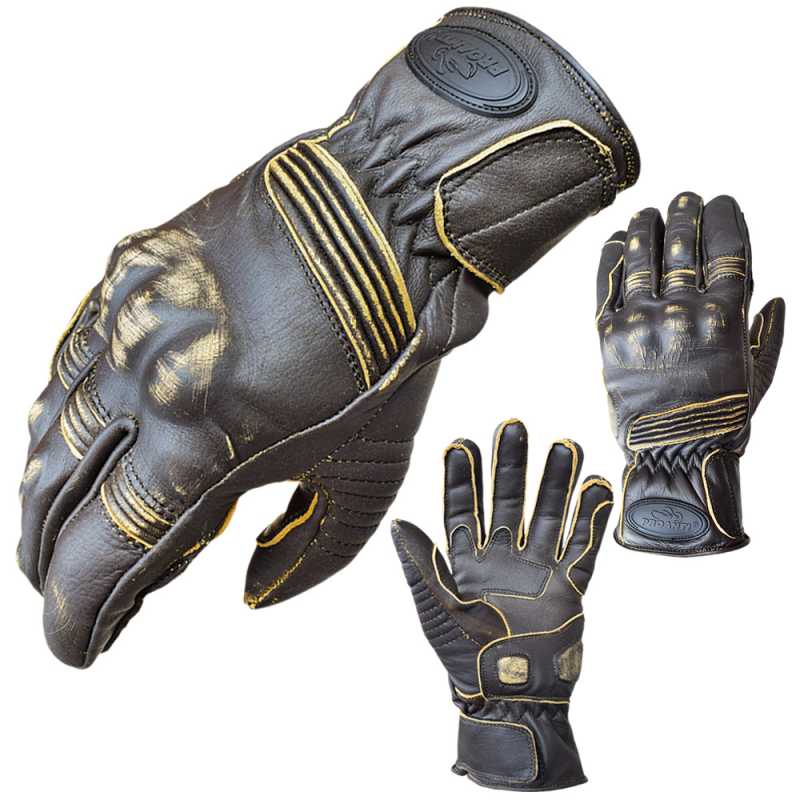 Motorradhandschuhe Tour Leder Motorrad Chopper Vintage Leder Handschuhe