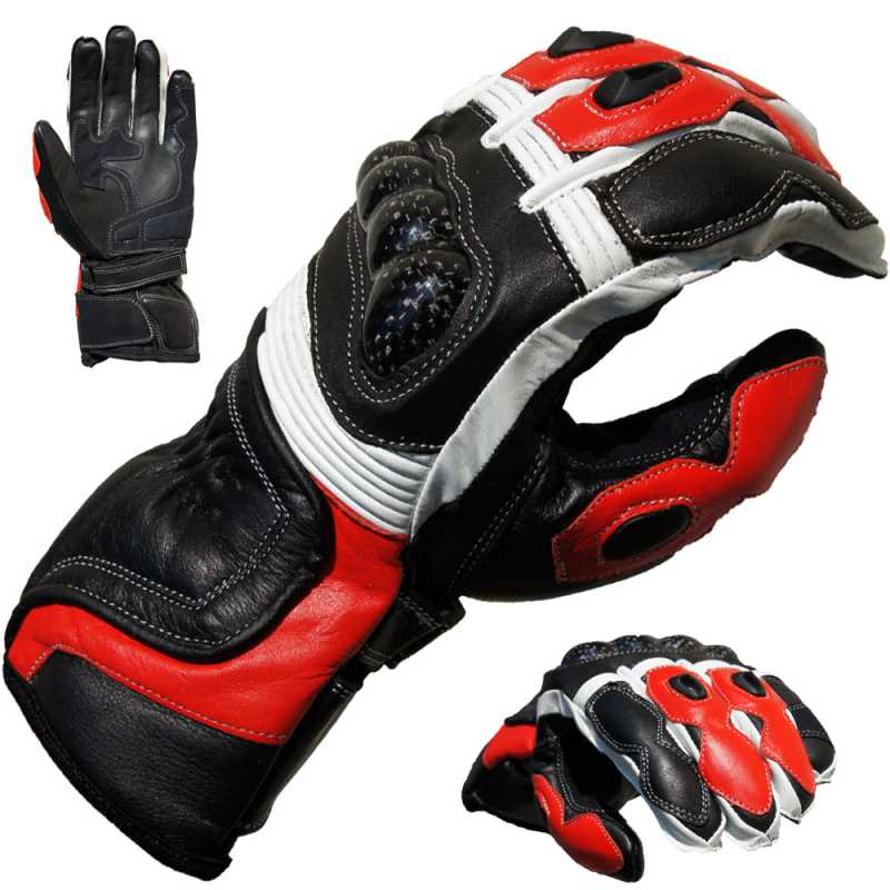 PROANTI Motorradhandschuhe Racing Leder Motorrad Handschuhe Rot