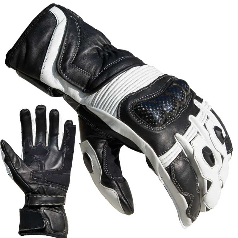 PROANTI Motorradhandschuhe Racing Leder Motorrad Handschuhe Weiß